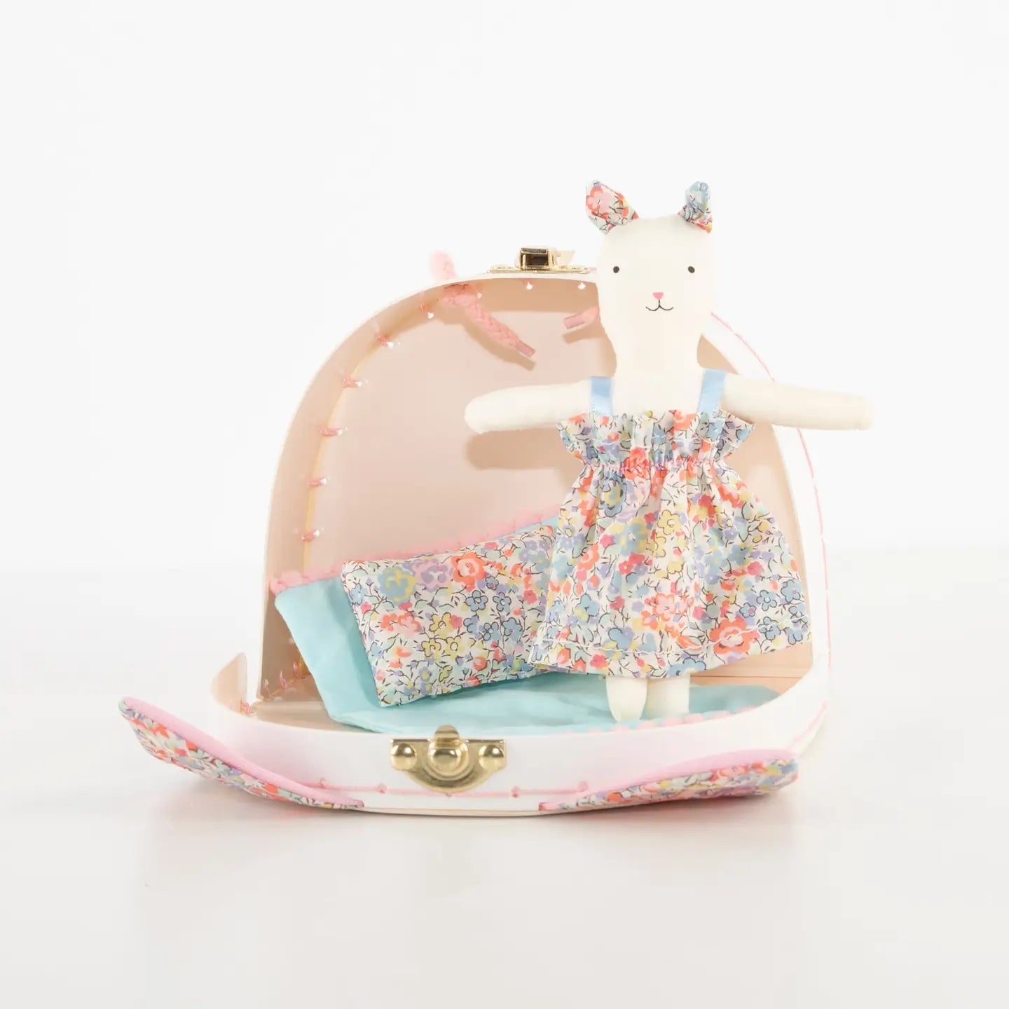 Floral Kitty Mini Suitcase Doll