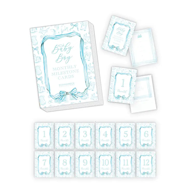 Blue Toile Milestone Cards