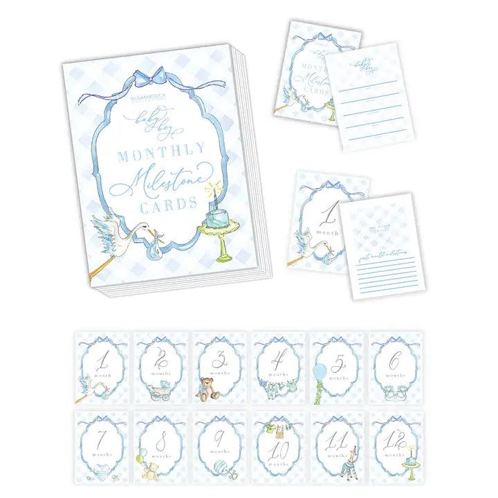 Blue Gingham Milestone Cards