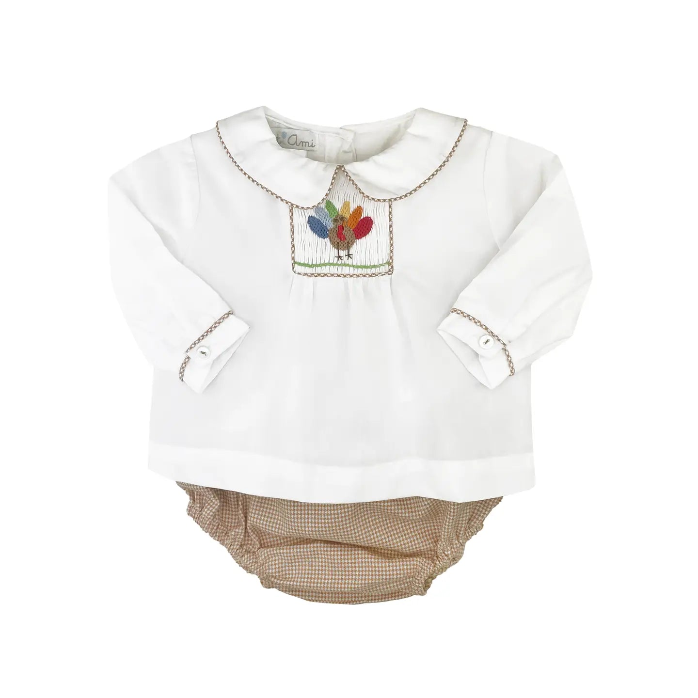Petit Ami Turkey Smocked Diaper Set