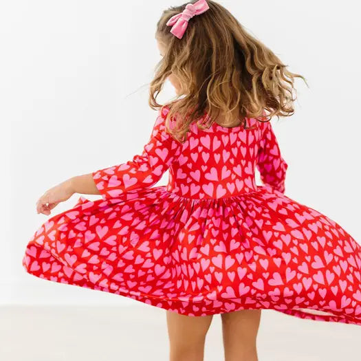 Hearts & Hugs 3/4 Sleeve Pocket Twirl Dress