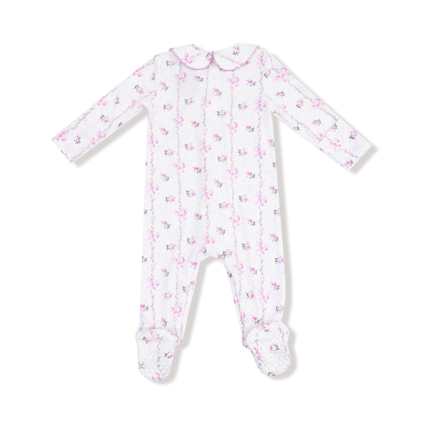 Dainty Buds & Bows Stripe Smocked Peter Pan Footie