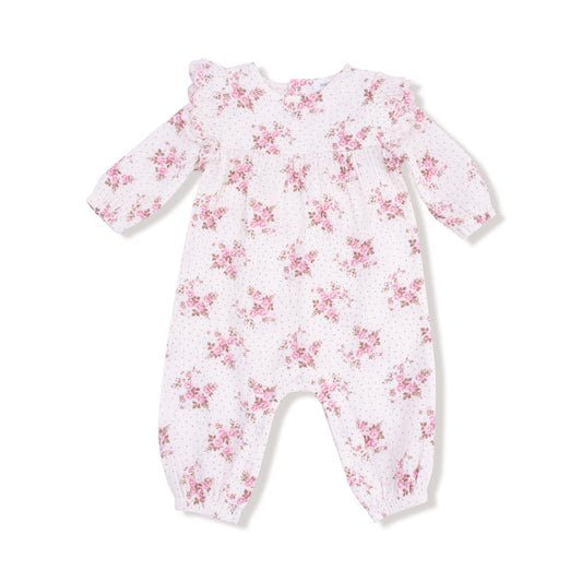 Belle Rosette Dot Petal Ruffle Romper