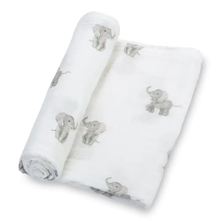 Baby Elephants Print Muslin Blanket