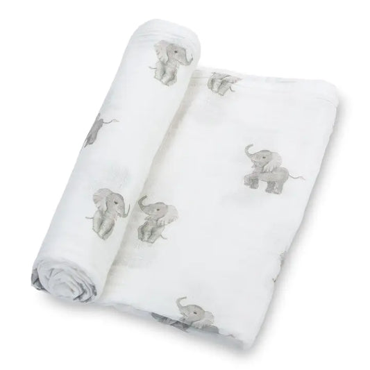 Baby Elephants Print Muslin Blanket