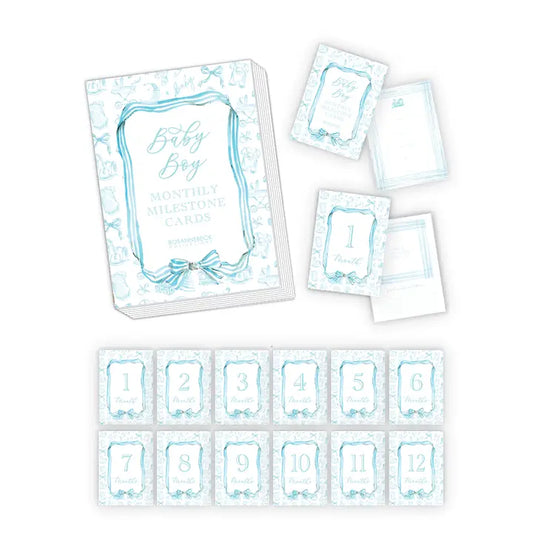 Blue Toile Milestone Cards