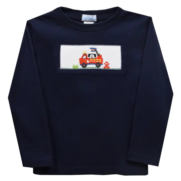 Firetruck Smocked Long Sleeve Shirt