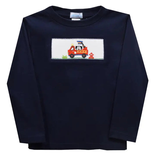 Firetruck Smocked Long Sleeve Shirt