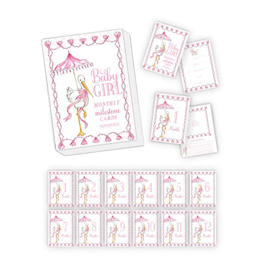 Baby Girl Stork Milestone Cards