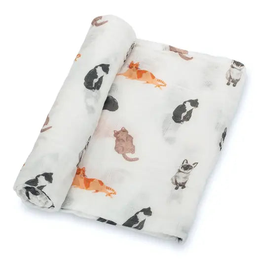 Here Kitty Kitty Muslin Blanket