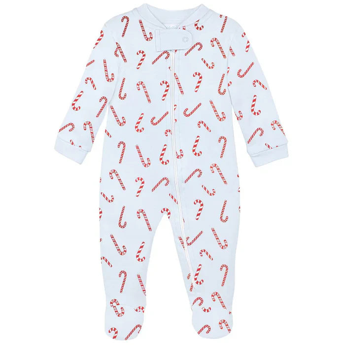 Blue Candy Cane Zip Pajamas