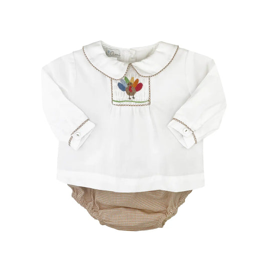 Petit Ami Turkey Smocked Diaper Set