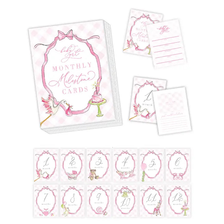 Pink Gingham Milestone Cards