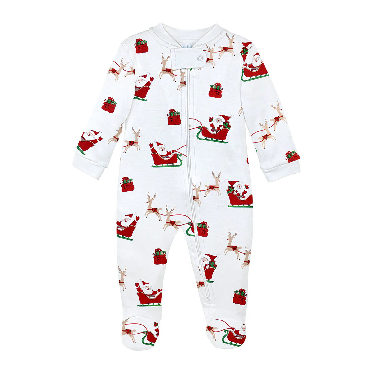 Santa's Sleigh Zipper Footie Pajamas